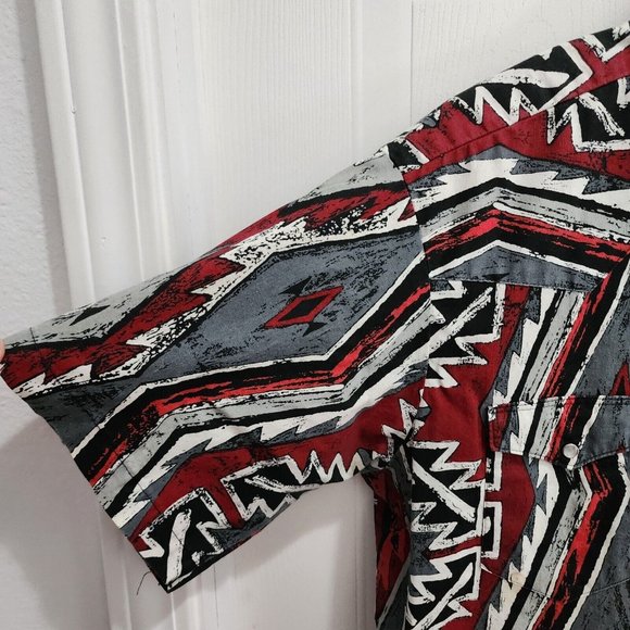 Vintage American Hero Short Sleeve Aztec Southwestern Pearl Snap Shirt Size L - Picture 7 of 12